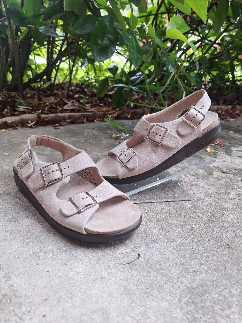 SAS Relaxed Heel Strap Sandal 8.5M Web Linen Unworn